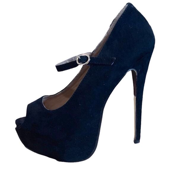 Forever 21 platform stilettos fabric micro suede size 7.5 all man made materials - Picture 3 of 6